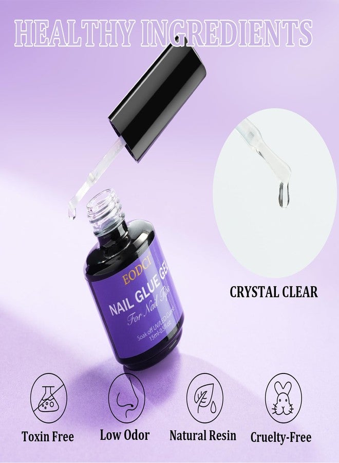 EODCI Gel Nail Tips Glue, 15ml Nail Glue Gel Soak Off Glue Super Strong Nail Glue U V Cured Needed Acrylic Nail Gel for Nails Extension Fake Nails Press On Nails - Image 2